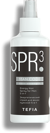 TEFIA | Энергетический спрей для волос мужской 5-в-1 в категории — Man.Code, объем 250 мл. Energy Hair Spray for Men 5-in-1.
